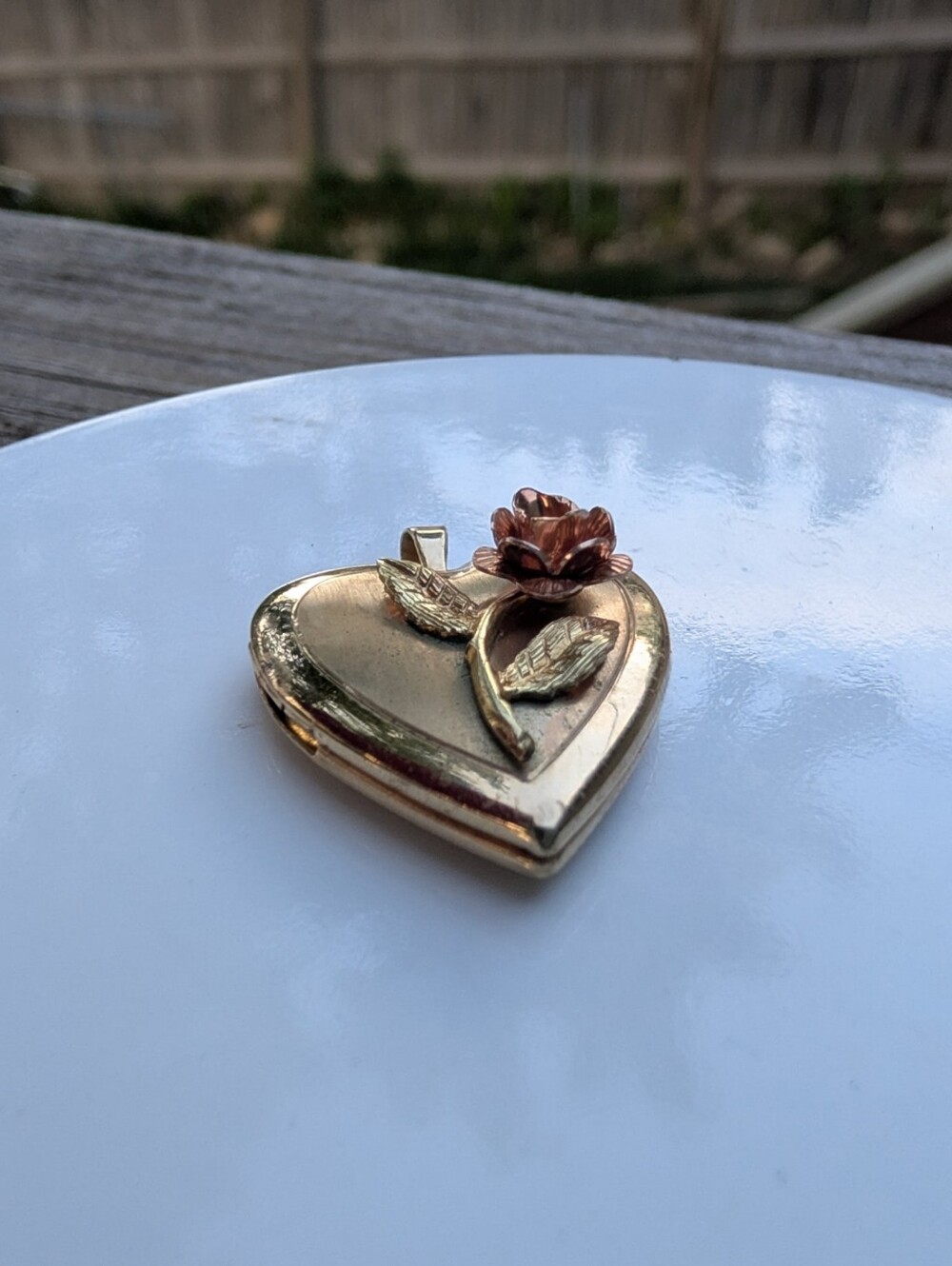 Vintage Gold Filled Heart Locket Pendant Love Rose Gift